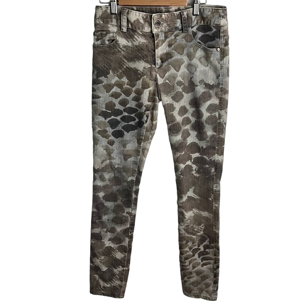 Alice + Olivia Camo abstract watercolor denim jeans